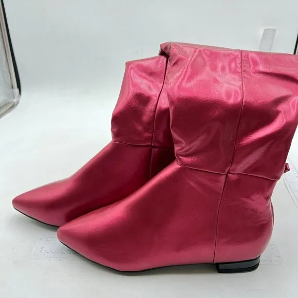 Wine Red Over The Knee High Boots Pointed Toe Flat Comfortable Back Zipper Shoes
