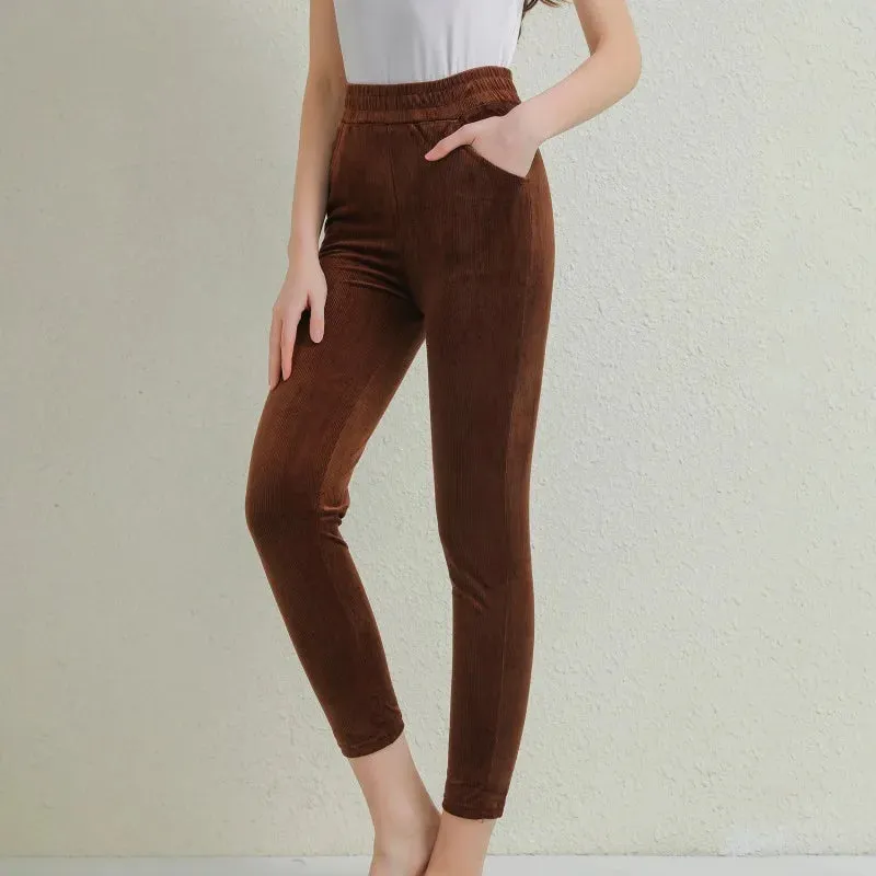 Women Plush Corduroy Warm Pant
