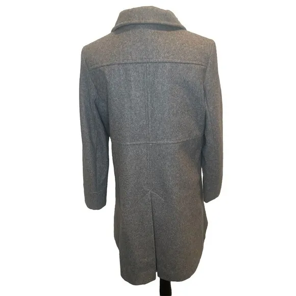 Women’s DKNY Gray Wool Blend Babydoll Peacoat Fully Lined Size 12 Petite MINT