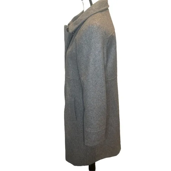 Women’s DKNY Gray Wool Blend Babydoll Peacoat Fully Lined Size 12 Petite MINT