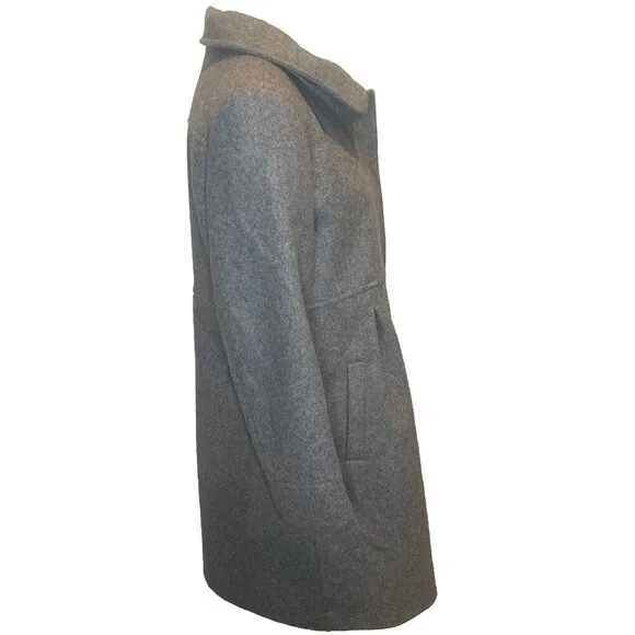 Women’s DKNY Gray Wool Blend Babydoll Peacoat Fully Lined Size 12 Petite MINT
