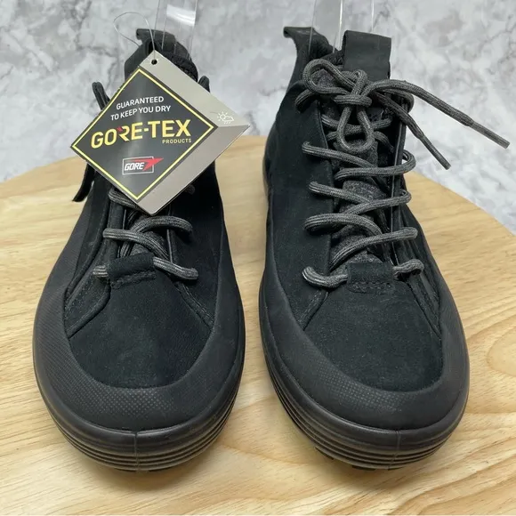 Women’s Ecco Soft 7 Tred Zip Goretex Waterproof Shoes Black Sz 6 New