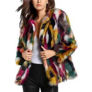 Women’s Faux Fur Coat Winter Jacket Fall Shaggy Furry Open Front Cardigan