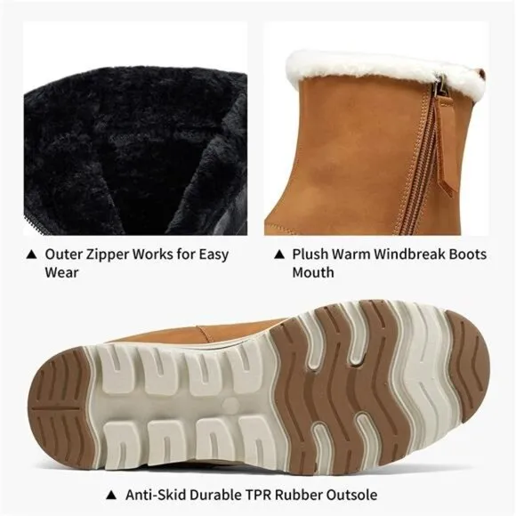 Women's Winter Snow Ankle Boots Windbreak Warm Booties Waterproof
