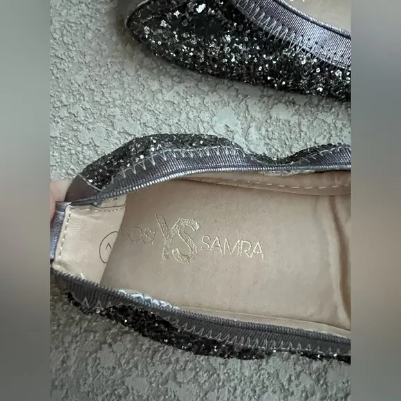 Yosi Samra Oxidized‎ Silver Ombre Glitter Serena Foldable Ballet Flat Shoes 7