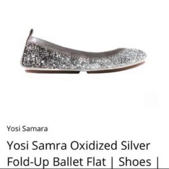 Yosi Samra Oxidized‎ Silver Ombre Glitter Serena Foldable Ballet Flat Shoes 7