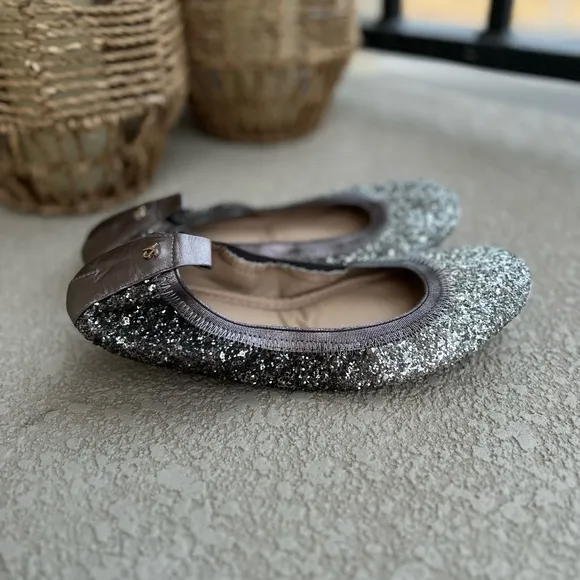 Yosi Samra Oxidized‎ Silver Ombre Glitter Serena Foldable Ballet Flat Shoes 7