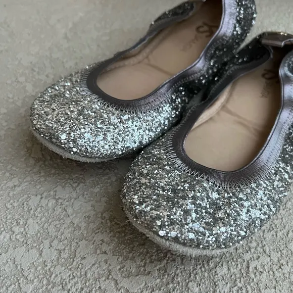 Yosi Samra Oxidized‎ Silver Ombre Glitter Serena Foldable Ballet Flat Shoes 7