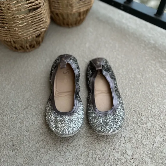 Yosi Samra Oxidized‎ Silver Ombre Glitter Serena Foldable Ballet Flat Shoes 7