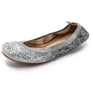 Yosi Samra Oxidized‎ Silver Ombre Glitter Serena Foldable Ballet Flat Shoes 7