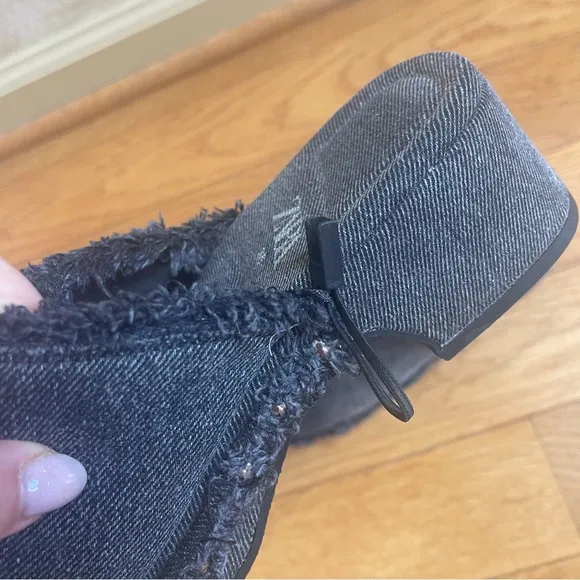 ZARA Denim Black Clogs with studs Jean Mules Slides Shoes Sz 36 EU, US 6