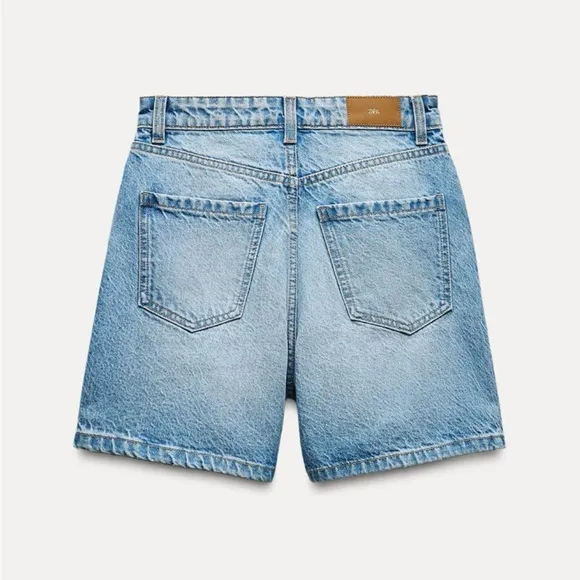 ZARA High Waist Mom Fit Denim Shorts Rigid Mid-Blue Women’s Size 0
