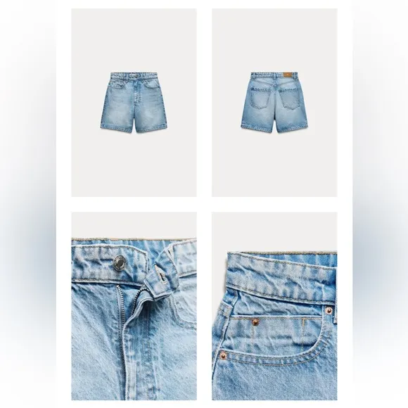 ZARA High Waist Mom Fit Denim Shorts Rigid Mid-Blue Women’s Size 0