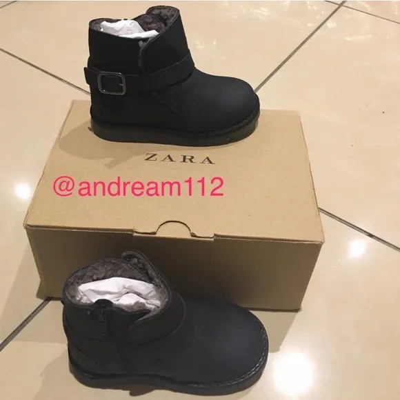 ZARA KIDS 100% LEATHER WARM LINED BOOTS NEW &amp; TAGS US 6