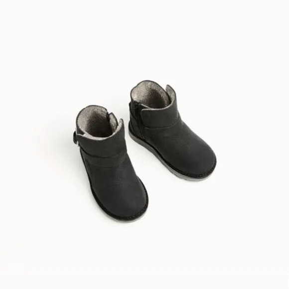 ZARA KIDS 100% LEATHER WARM LINED BOOTS NEW &amp; TAGS US 6