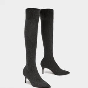 ZARA Pointy Toe Over the Knee Sock Boots - Grey - Size 10 - NWoT! *RARE*