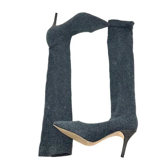 ZARA Pointy Toe Over the Knee Sock Boots - Grey - Size 10 - NWoT! *RARE*