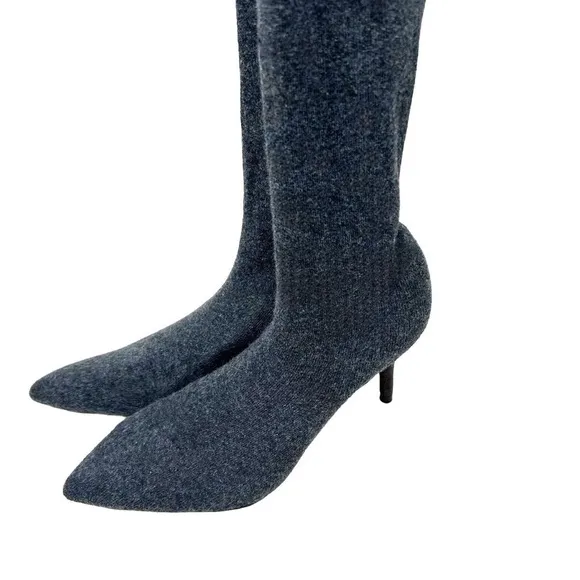 ZARA Pointy Toe Over the Knee Sock Boots - Grey - Size 10 - NWoT! *RARE*