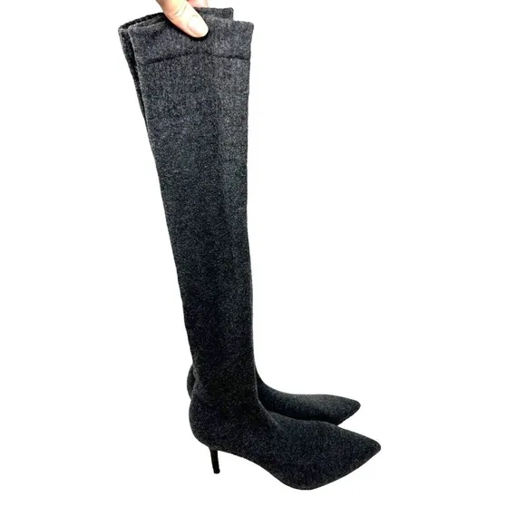 ZARA Pointy Toe Over the Knee Sock Boots - Grey - Size 10 - NWoT! *RARE*