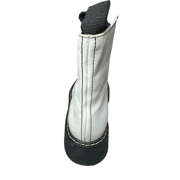 Zara white leather combat lace up boots size 6.5. NWT