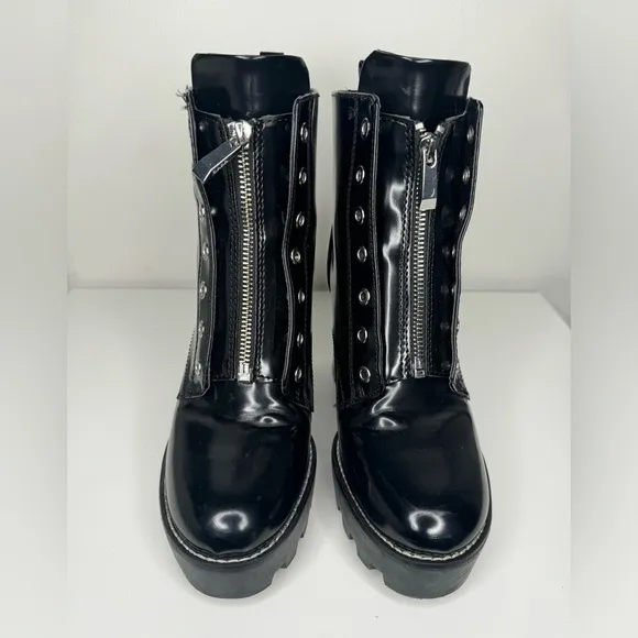 Zara Zip-Up Black and Silver Boots - Size 39