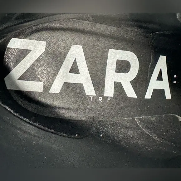 Zara Zip-Up Black and Silver Boots - Size 39